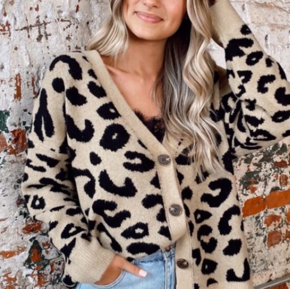 Boutique Sweaters - 🌹 SOLD Baylord Leopard Luxe Knit Cardigan